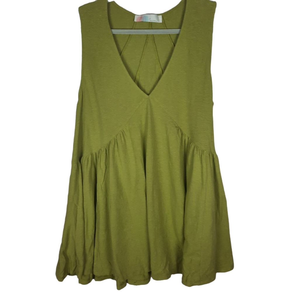 Free People Beach Sleeveless V Neck Baby Doll Tunic Blouse